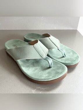 Spenco Hampton Suede Sage Flip Flip Thongs Sandals Slides Women Size 7.5 M